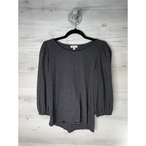 Max Studio Shirt Womens Small Black White Stripe 3/4 Puff Sleeve Stretch 8705S75